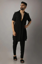Men&#39;s Kurta With Shalwar Suit Handmade Top With Pants Set Party Wear Sui... - £37.56 GBP+