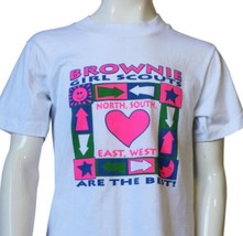 Vtg 90s Brownie Girl Scouts T-SHIRT Youth Medium 50/50 Made In Usa Single Stitch - £19.34 GBP