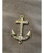 Jeweled Anchor Charm Pendant Gold Tone 1.5 Inch - $10.00