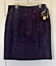 Adrian Jordan Black Suede Leather Skirt Size 16W Vintage New Old Stock - $45.00