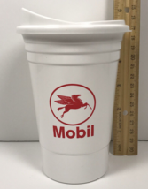 Mobil Oil Pegasus Logo 16 OZ Travel Coffee Cup with Lid - £8.88 GBP