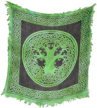 Green Tree of Life 18&quot;x18&quot; Fringed Altar Cloth! - £4.69 GBP