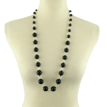 JOAN RIVERS graduated bead necklace - black &amp; clear acrylic gold-tone 34&quot; - $28.00