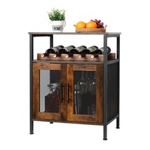 Wine Bar Rack Cabinet With Detachable Wine Rack, Coffee Bar Cabinet With Glass H - £108.70 GBP