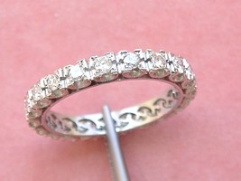 VINTAGE MID-CENTURY .80 ctw DIAMOND PLATINUM ETERNITY BAND RING 1950 siz... - $1,444.41