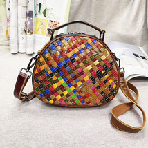 All-Match Genuine Leather Women&#39;s Bag Handmade Woven Handbag Crossbody Bag Color - £56.26 GBP