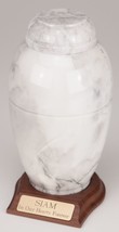 Large 168 Cubic Ins White Marble Vase Urn for Cremation Ashes w/Engravable Base - £163.85 GBP