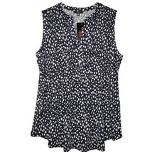 NWT Cocomo Plus Size 1X &amp; 2X Navy Blue &amp; White Pintuck Sleeveless Top - £23.50 GBP