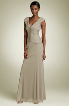 Alex Evenings Off Shoulder Mesh Gown Sz 14 Coffee - £69.80 GBP