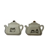 Set of 2 Vintage Enesco 1977 Mary Mugg Baby Bird Tea Bag Holders Gold Trim - $14.84