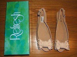 REFRESH Women Sz.9 Open Toe Slip On Sandal Flat Amar-04 Nude Sandal (New... - $19.75