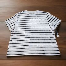 Banana Republic NWT T-Shirt Mens Size XXL Premium Wash White Navy Stripe J1 - $27.72