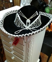 Vintage Mexican Mariachi Hat Pigalle xxxxx Black and Silver Sombrero Child Hat - £31.81 GBP