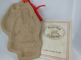 Vintage Brown Bag Cookie Art paper Press Santa with bag 1984 - $9.89