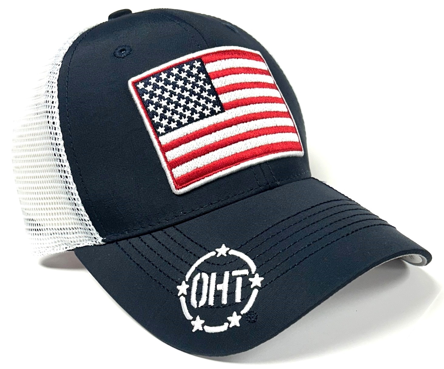 Houston Oilers NFL OHT Vintage USA Flag Hat Cap Blue White Mesh Men's Snapback Item image 2