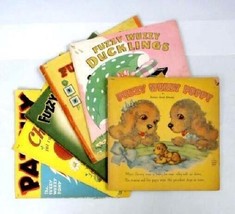 Lot 1946 Vintage 6 Fuzzy Wuzzy Children&#39;s Books Ducklings,Pupp,Kitten,Bear,Squi - £51.39 GBP