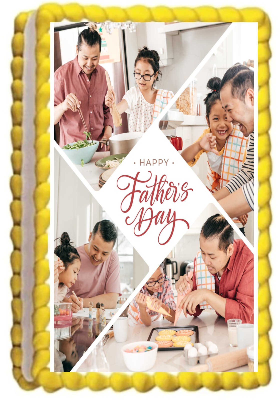 Custom Father&#39;s Day Personal Photo Collage Image Edible Cake Topper Fros... - $9.47