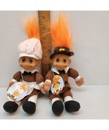 Pair of Vintage Russ Orange Hair Thanksgiving Troll Dolls Pilgrim Boy   ... - £20.35 GBP