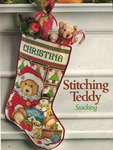 Cross Stitch Christmas Thaddeus Santa Teddy Bear Stocking Grill King Pat... - $11.99