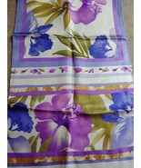 Vtg Oscar Floral Scarf Purple Blue White 53 x 11&quot; Head Neck Business Lady - £19.51 GBP