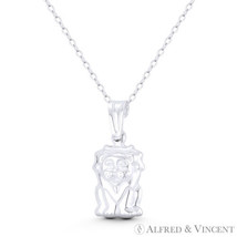 Maned Sitting Lion King of the Jungle 3D Hollow Pendant in .925 Sterling Silver - £13.62 GBP+