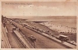 Brighton England~Beach Showing Electric RAILWAY~1920s Photo Postcard - £4.28 GBP