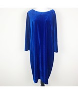 Calvin Klein Womens Dress Cobalt Blue Size 16 Velvet 3/4 Bell Sleeve Rou... - $518.35 MXN