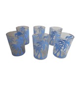 Lot of 6 Vintage Hazel Atlas Blue Palm Tree 3.5&quot;  Glasses Swanky Swigs - $31.99