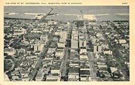 St Petersburg Florida~Air View~Municipal Pier In DISTANCE~1938 Postcard - £5.44 GBP