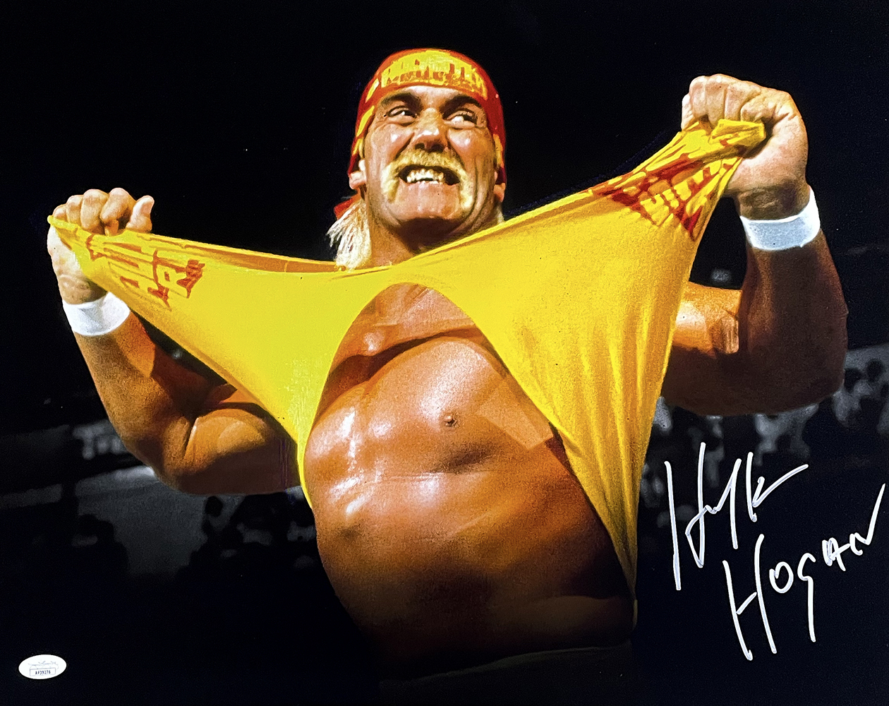 Primary image for Hulk Hogan Signed 16x20 WWE Shirt Rip Wrestling Photo JSA