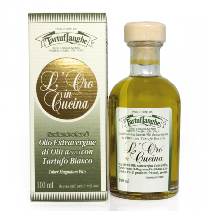 Tartuflanghe Oro in cucina - Extra Virgin Olive Oil with White Truffle Slices - $38.95