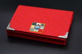 Korean Hanbok Fabric Business Card Case Red Peach - £23.62 GBP