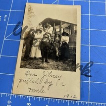 rppc postcard 1912 Jitney Pulled By Mule Family Photo Portrait - $250.43 MXN