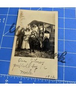 rppc postcard 1912 Jitney Pulled By Mule Family Photo Portrait - $13.49