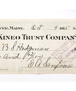 1915 Kineo Trust Company Bank Check E.A. Sampson Dover Maine Signed 7040... - $27.87 CAD