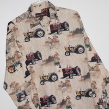 MEN&#39;S HAWAIIAN-STYLE SHIRT ~ Sz L / Large ~ TRACTORS, FARM MACHINERY 100... - £19.54 GBP