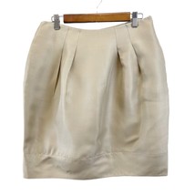 Lafayette 148 Womens 6 100% Silk Pleated Pencil Skirt Beige Tan Lined Ca... - $40.49