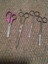 000 Lot of 4 Pair Sicssors Forged Steel USA Stainless Steel Pink Handle ... - £10.20 GBP