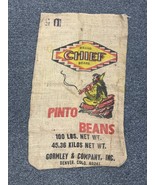 Vintage 100lb Chief Pinto Beans Gormley Co Denver CO Burlap Gunny Sack Bag - $49.99