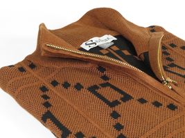 Mens SILVERSILK Fancy Thick Sweater Jacket Zipper Pockets Mock Neck 4202 Brown image 10