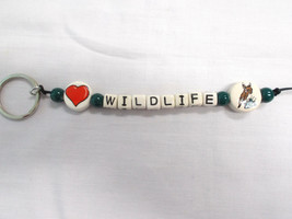 NEW CERAMIC BEAD HEART DISC &amp; DEER DISC WILDLIFE TEXT LETTERS KEY CHAIN ... - £6.29 GBP