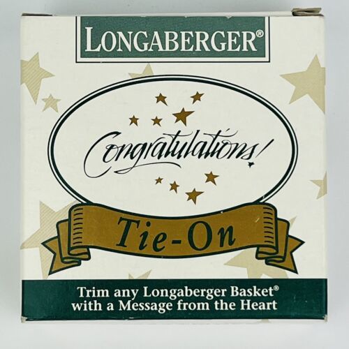 Primary image for Longaberger baskets Congratulations Tie On Vintage 1994 New in Box, USA Made