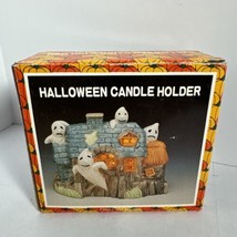 Vintage Halloween Candle Holder Ghost Haunted House Kmart With Box - £16.27 GBP
