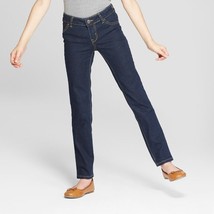 Girls&#39; Mid-Rise Straight Jeans - Cat &amp; Jack Dark Wash Sz 10 Dark Blue NWT - £6.05 GBP