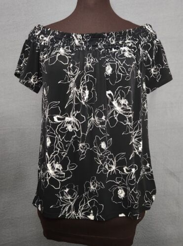 WHITE HOUSE BLACK MARKET SZ S OFF THE SHOULDER TOP BLOUSE FLORAL PRINT - $15.95