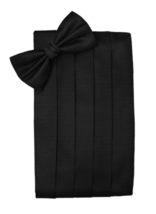 Herringbone Tuxedo Cummerbund and Bow Tie Set (Black) - £74.92 GBP