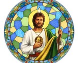St. Jude Stained Glass Look Static Decal Vinyl 5 3/4&quot; diameter Catholic - $3.99
