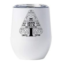 Vintage 1972 Wine Glass Tumbler With Lid 12oz Gift for Women, Men - Limited Edit - £17.87 GBP