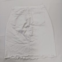 Shein Women’s White Cotton Blend Frayed Denim Skirt Size Large  image 14