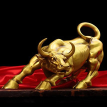 Extra Large Brass Cast Charging Bull Of Wall Street Cattle Sculpture - £30.85 GBP+